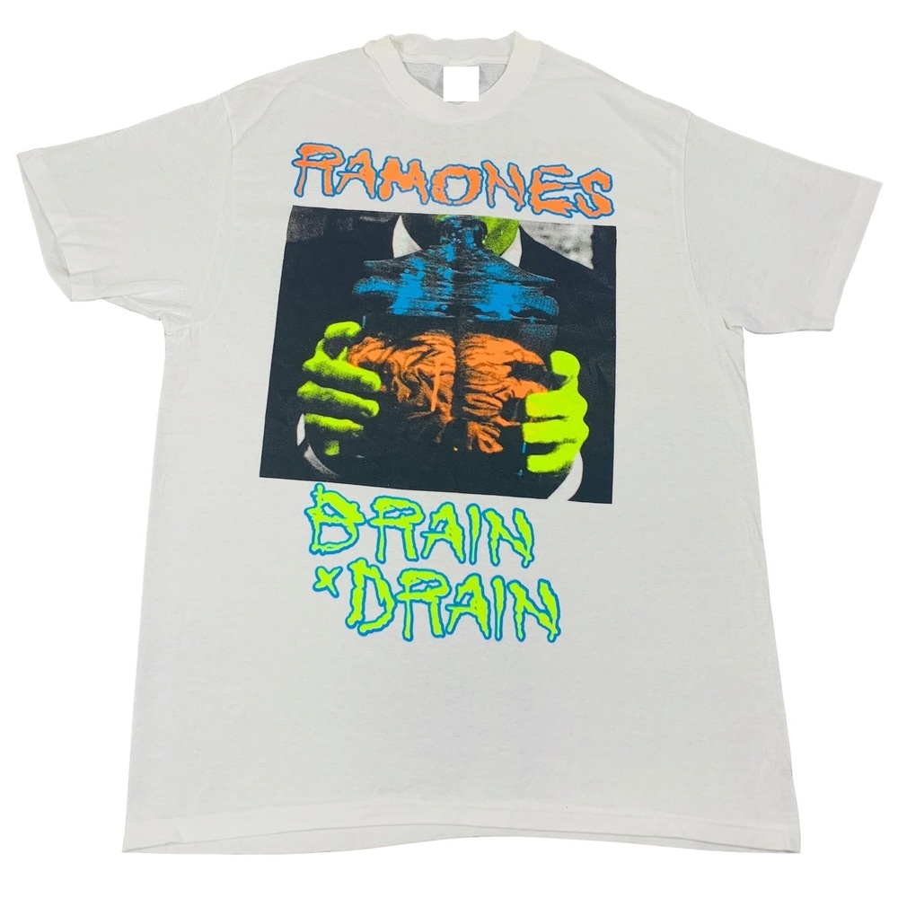 Retro Ramones Brain Drain White T-Shirt